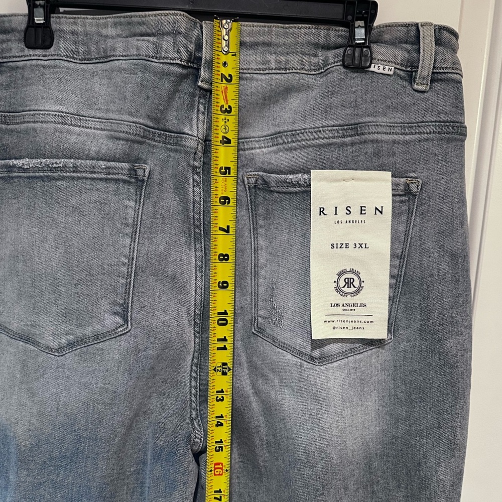 Risen Jeans 3XL High Rise Straight Leg Raw Hem Distressed Denim - Picture 6 of 9